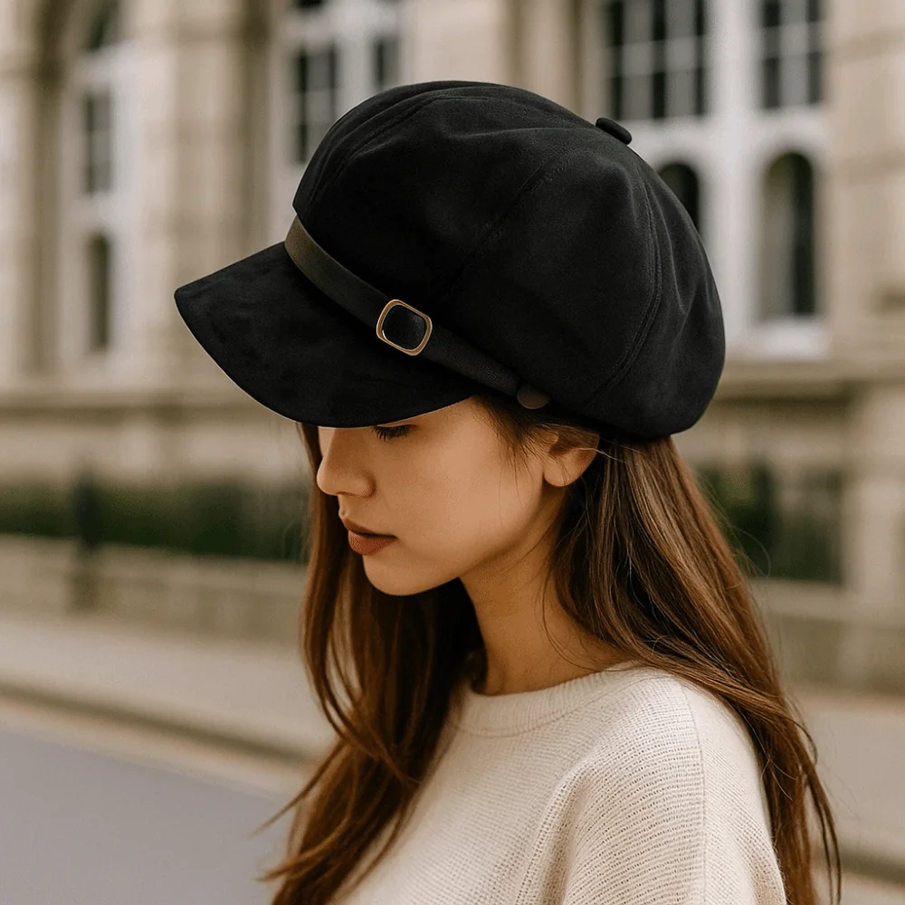 

Fashion Warm Suede Berets Windproof Solid Color Women Octagonal Hat Korean Style Melard Style Artist Hat Autumn Winter