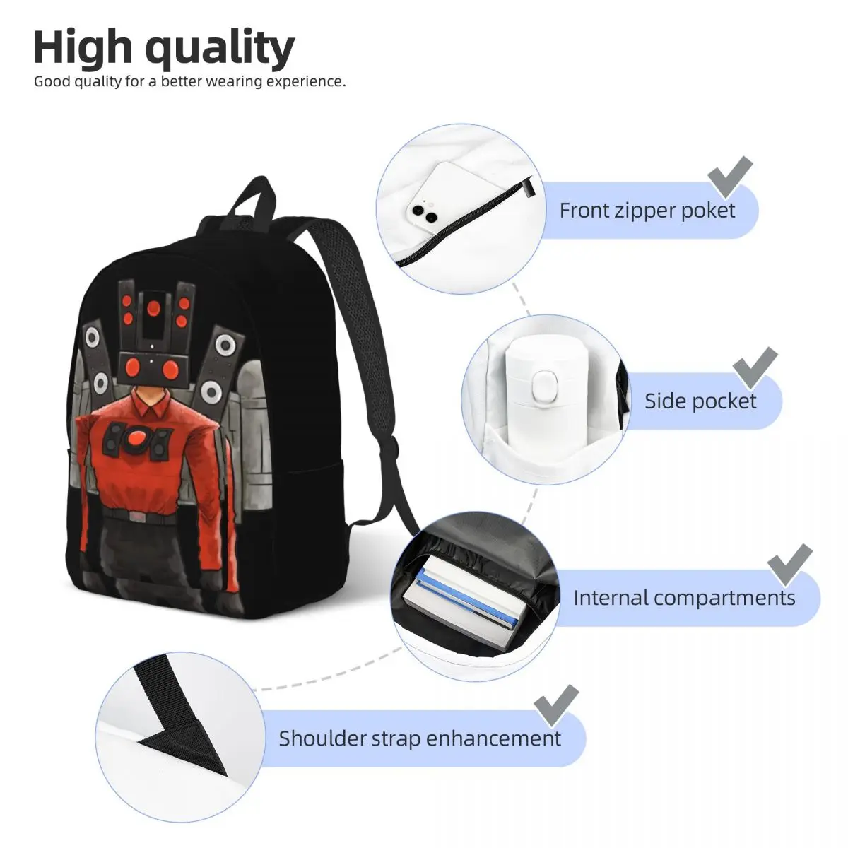 Skibidi Toilette Lautsprecher für Teenager Schüler Schule Bücher tasche Tages rucksack Grundschule High College Geschenk