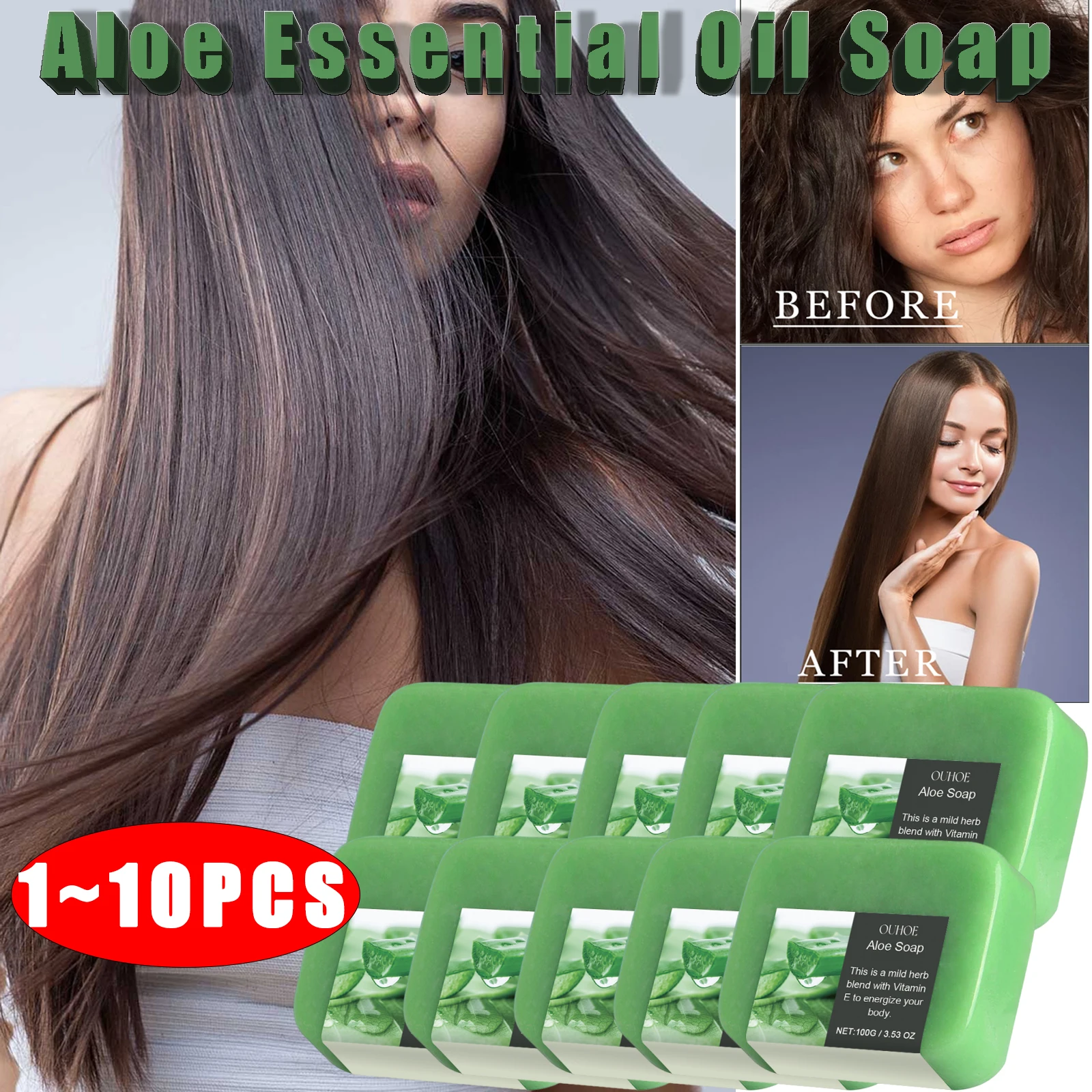 Natural Aloe Hair Soap Deep Moisturizing Scalp Oil Control Refreshing Pure Plant Mild Hair Washing Shampoos Hair Care Products