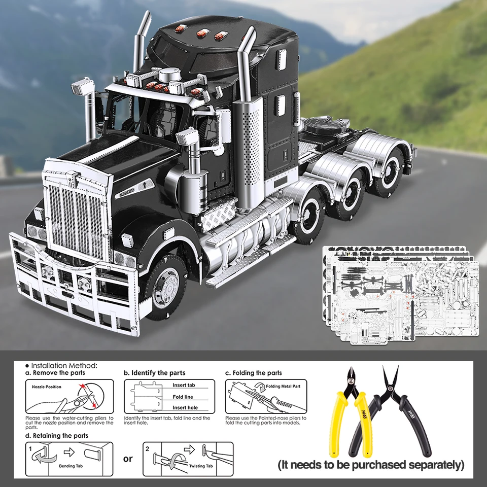 Piececool 3D Metal Puzzles Trucks T909 Cars Mode Jigsaw for Adults