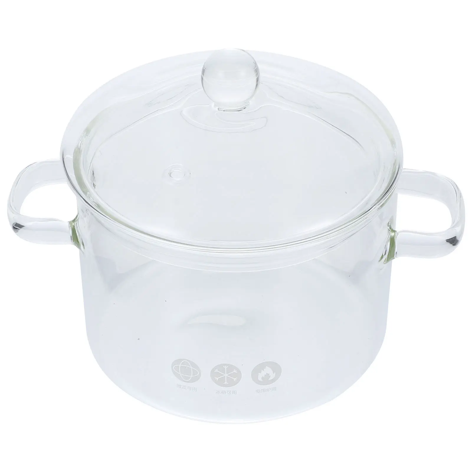 

Clear Glass Stew Pot Heat Resistant Cooking Pot with Lid Ergonomic Handle for Soup Milk Ramen Cooking on Stove