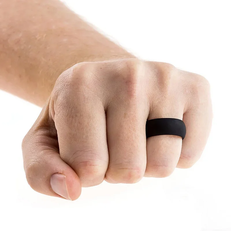 10pcs/set Sports Silicone Ring Lover Unisex Couples Wedding Rubber Bands Hypoallergenic Flexible Finger Rings 8mm 10Pcs/Set