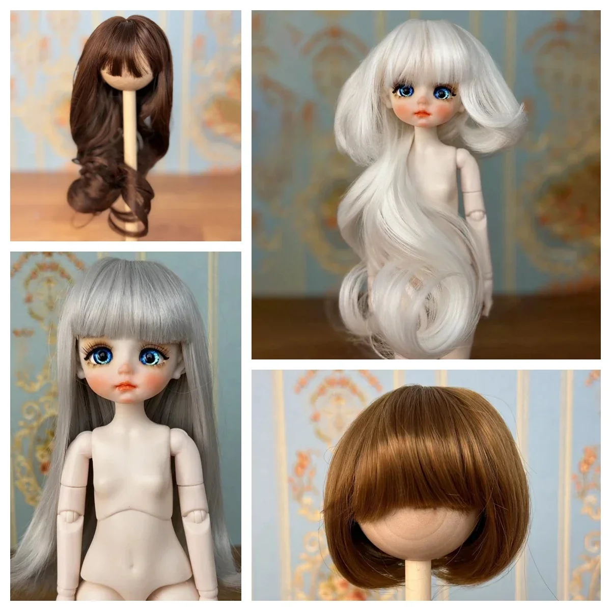 

New 30cm Doll Hair 1/6 BJD Doll Long Hair Short Hair, Humanoid Doll Wig Accessories