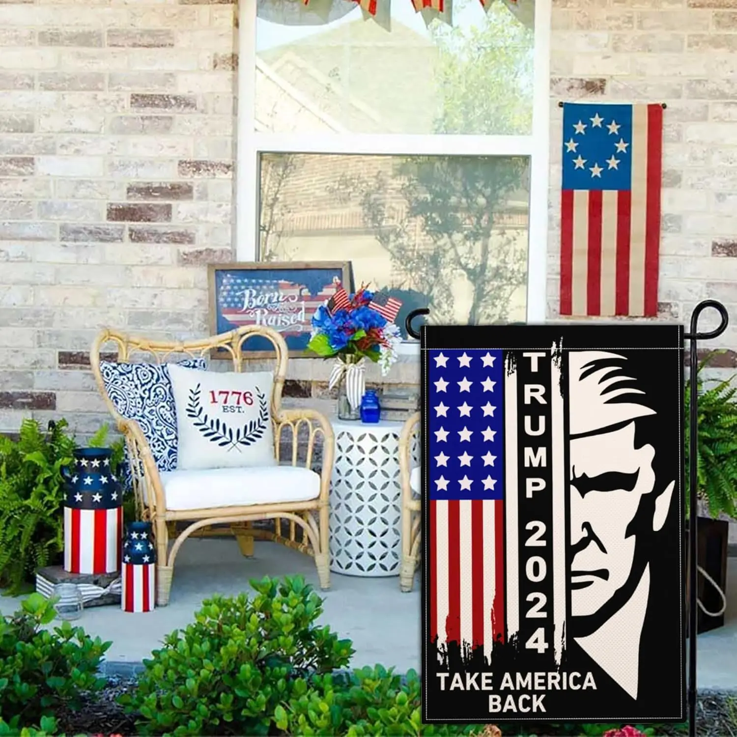 Trump 2024 Garden Flag Patriotic American Garden Flags for Outside 12x18 Double Sided USA Small Trump 2024 Yard Sign Flag Take A