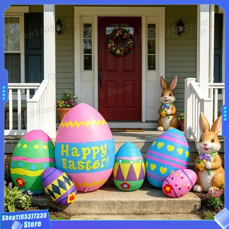 Giant Inflatable Easter Egg Outdoor Garden Decoration Large Air Blow Up Bunny Yard Display for Spring Holiday Party