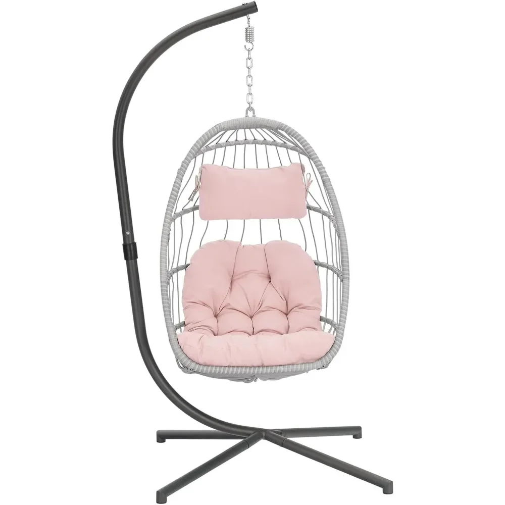 

Egg Hanging Chair with Stand, Patio Wicker Swing Chair Hammock Egg Chairs with UV Resistant Cushion for Outdoor Garden