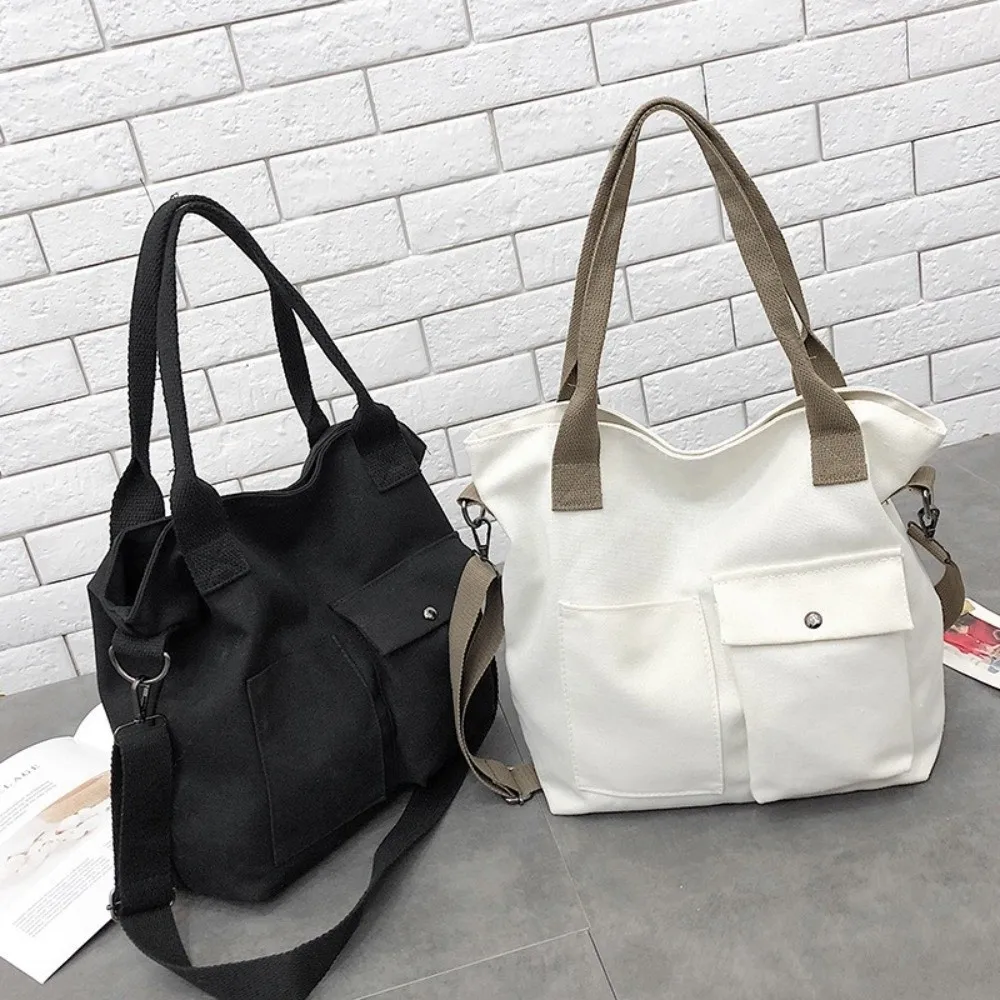 New Canvas Memorial Black Handbag Large Capacity Black Shoulder Bag Tote Bag Women's