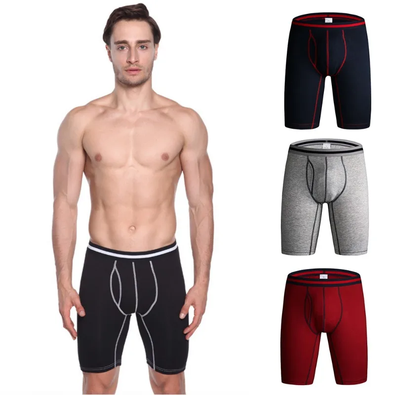 

4Pcs/Set Men's Cotton Boxer Briefs Fashion Mid Waist Breathable Extended Sports Boxers Soft Comfortable Mens Underwear