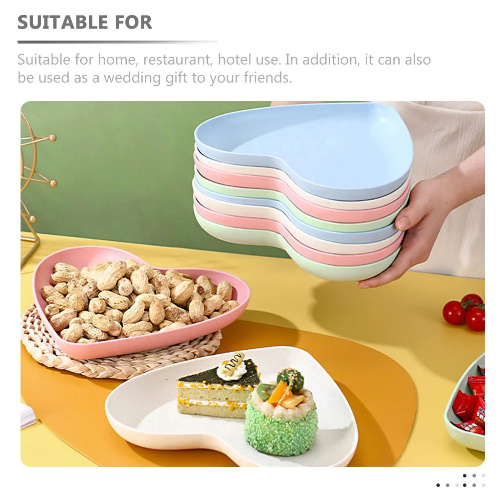 

4Pcs Heart Shaped Bowl Reusable Food Serving Plate Non Breakable Kitchen Dish for Cake Snack Fruit Dessert Home Storage