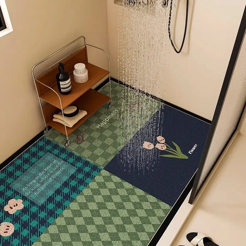 

Bathroom Silk Ring Floor Mat Toilet Shower Room Hollow Non-slip Drain Floor Mat Children's Bathing Anti-drop Carpet