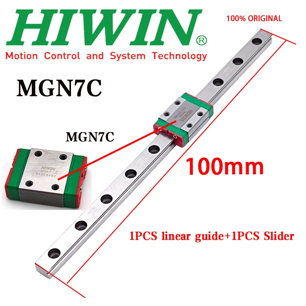 

Free Shipping HIWIN Original Genuine MGN7C MGN7 Miniature Linear Guide Rail With Slider 100mmFor 3D Printers and SLR Camera Lens