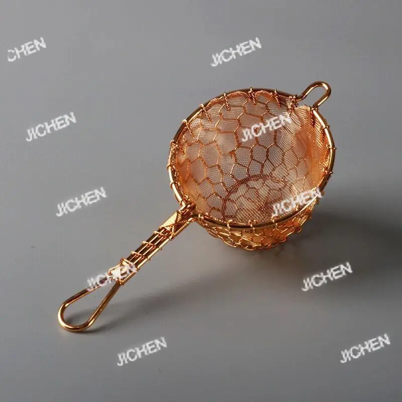 

Японский чайный фильтр из чистой меди, чистая ручная работа, золотая сетка, позолоченный серебряный набор, аксессуары, фильтр для чая