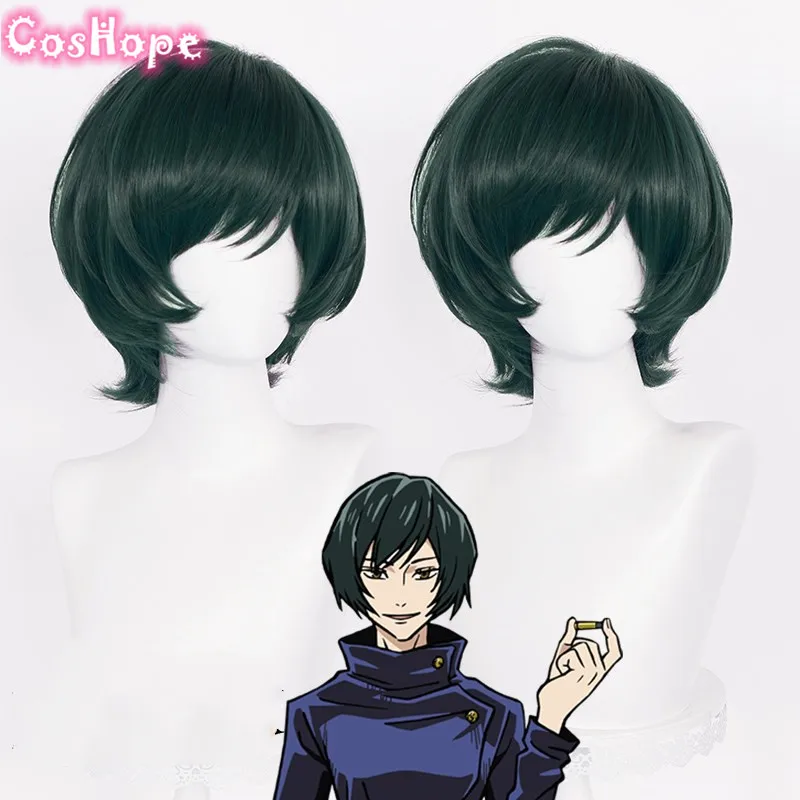 Mai Zenin Cosplay Wig 30cm Short Dark Green Wig Cosplay Anime Cosplay Wigs Heat Resistant Synthetic Wigs