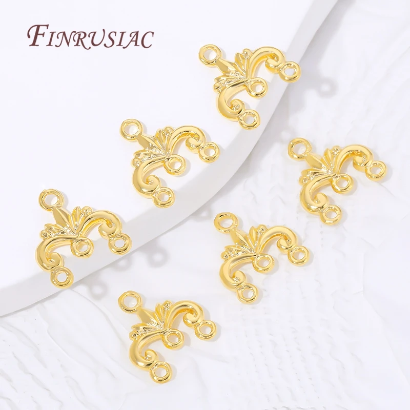 18K Gold Plated Multi-loop Connectors Baroque Floral Jewelry Links For Earrings Necklace Making DIY Accessories