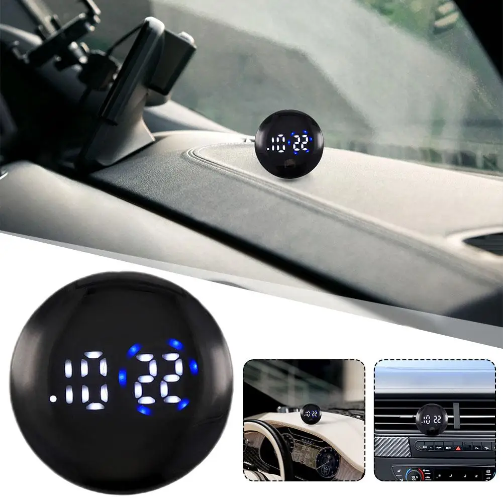 Mini Car Dashboard Clock Luminous Analog Clocks Watch Car Display Interior Clocks Auto Decoration Clock Digital Touch-sensi O7B1