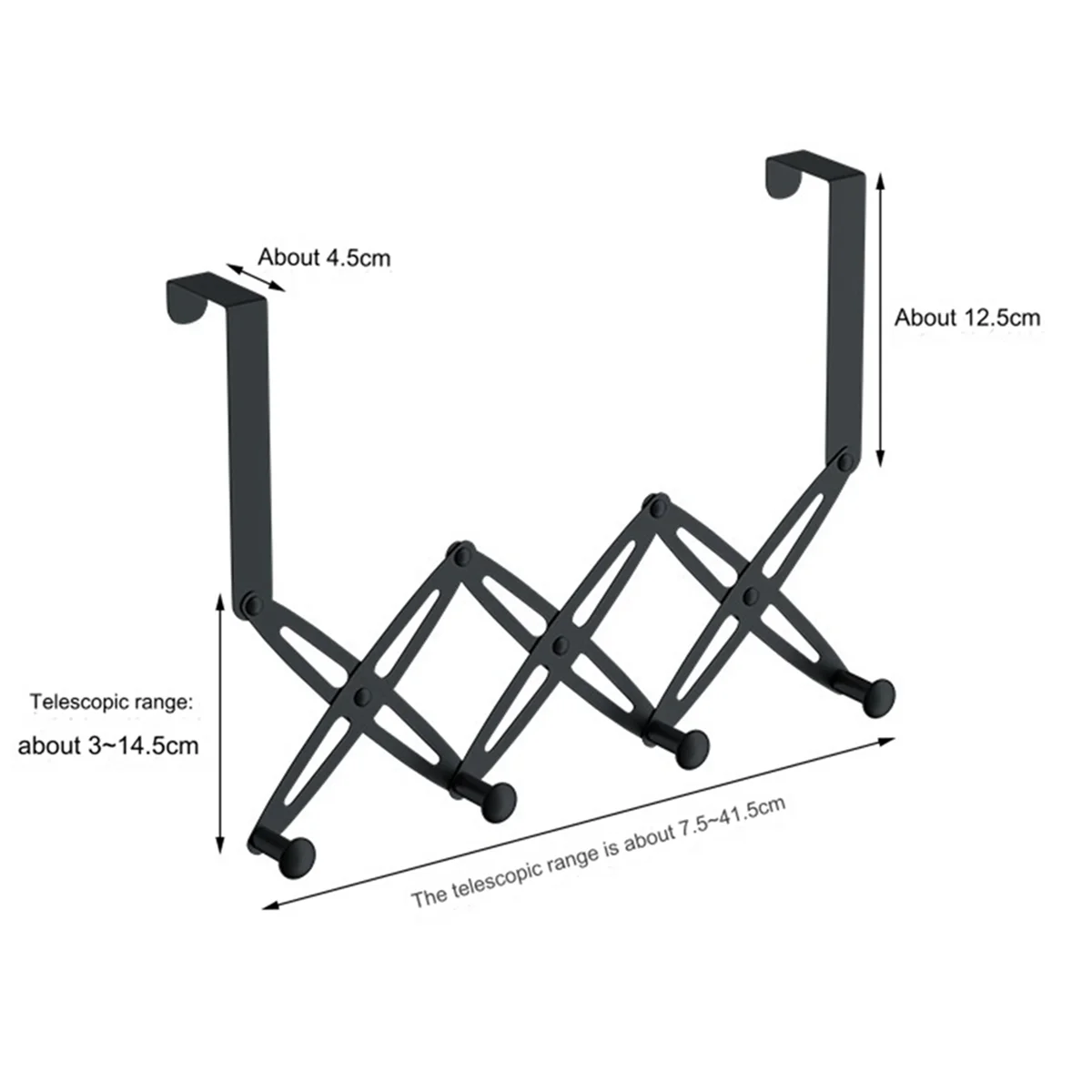 Over the Door Hooks,Retractable Stainless Steel over the Door Hanger,Expandable Towel Coat Rack Hanging Five Hooks