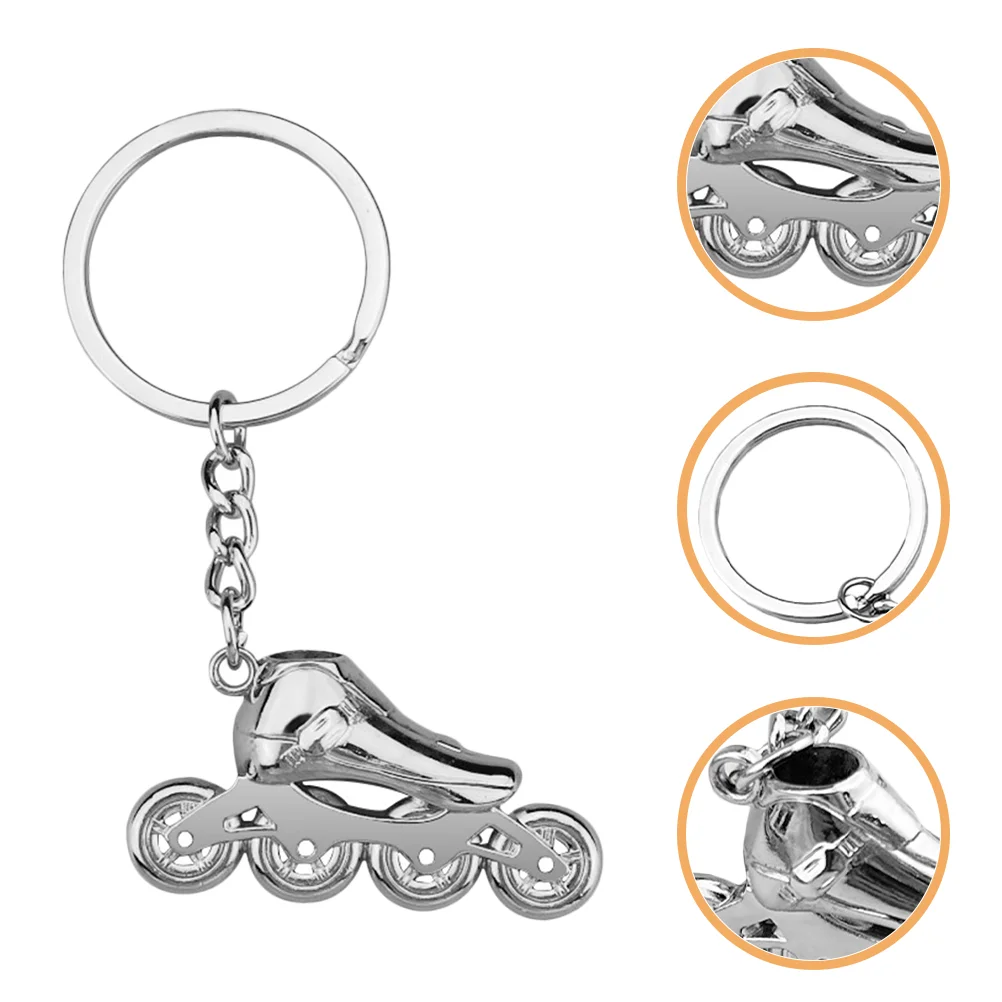 Skating Gift Keychain Holder Roller Skate Ring for Men Chains Women Ice Charm Keyring Silver
