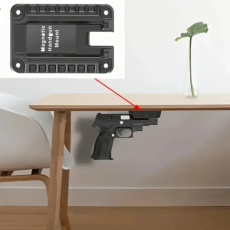 Image of Schnellzug-Magnet-Waffenhalter – Beidhändig bedienbar, sichere verdeckte Halterung für Pistolen/Gewehre, langlebiges Polymer, für Auto/Wand/Schreibtisch geeignet