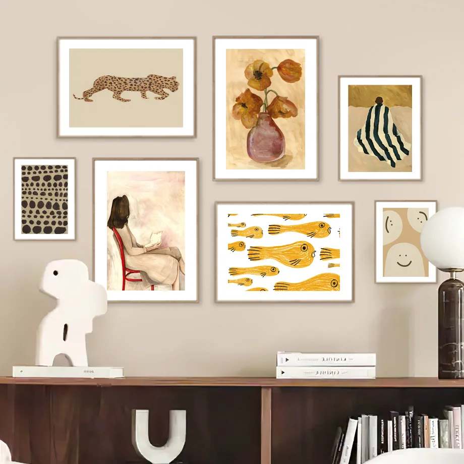 

Абстрактный постер: Мужчина в полосатой рубашке, женщина, цветы. Настенное искусство, холст, винтажные постеры, принты для гостиной.