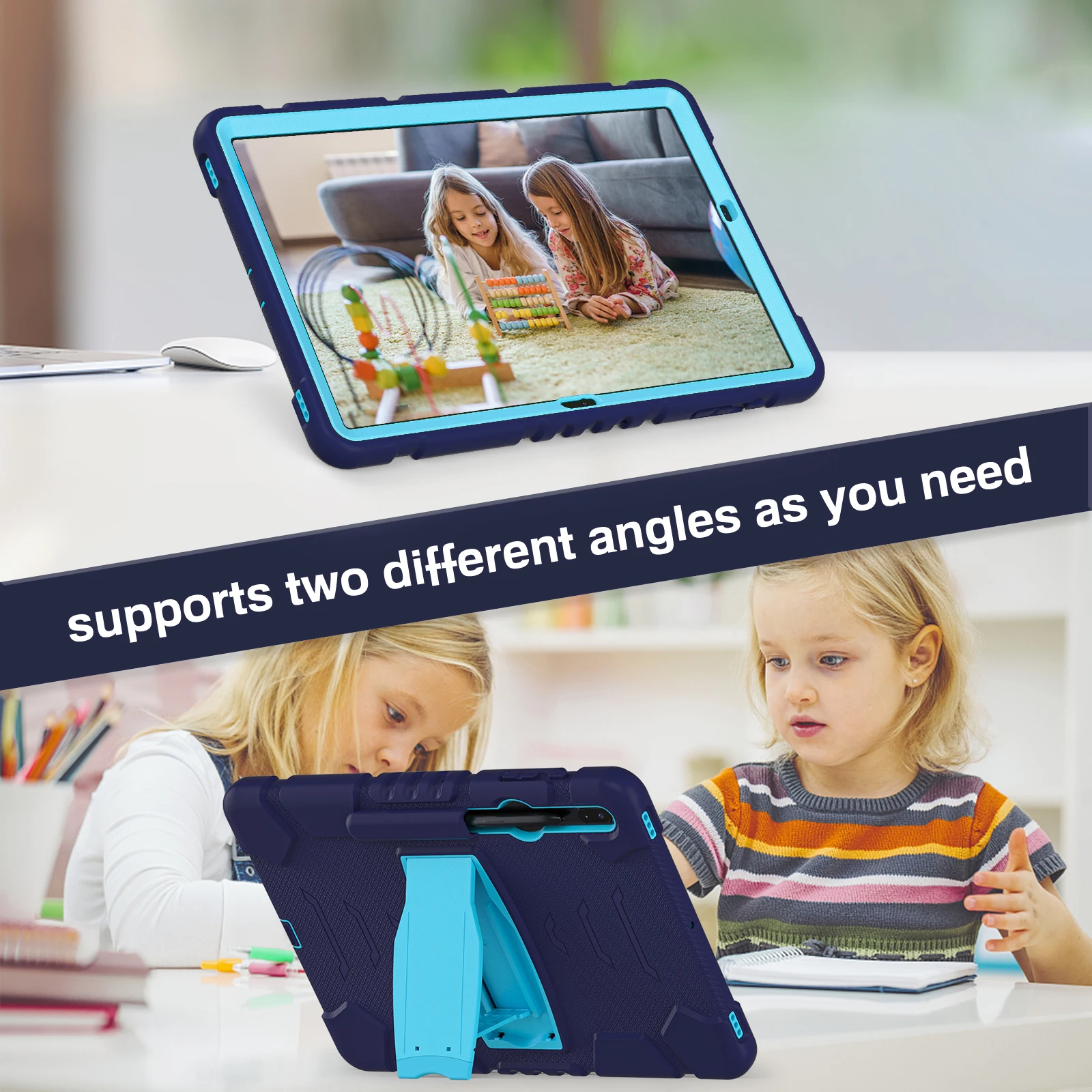 Stand Case For Samsung Galaxy Tab S8 S7 Plus FE SM-X800 X806 T970 T975 T976 T730 T733 T735 T736 12.4" Heavy Duty Anti-Slip Cover image 3