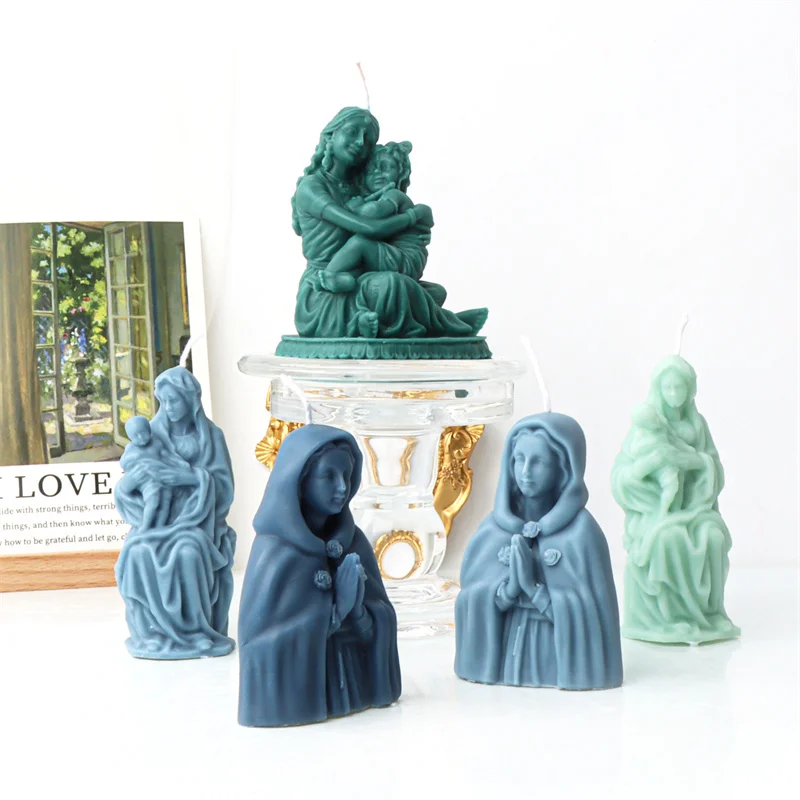 Jesus Virgin Mary Figurine Silicone Mold DIY Handmade Catholic Nun Plaster Cement Epoxy Resin Mould Crafts Decorative Ornaments