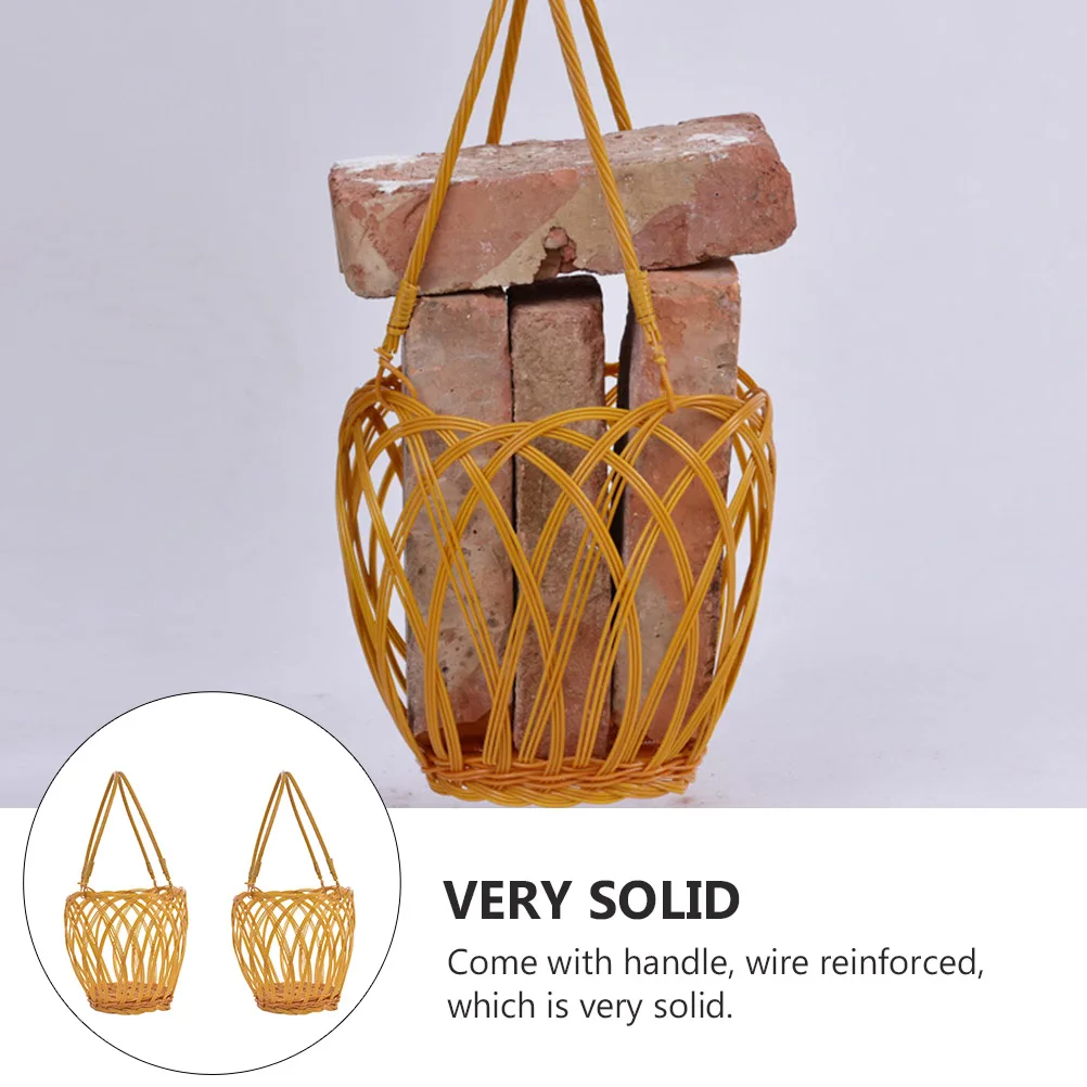 

4pcs Basket Imitation Rattan Container Hand Woven Retro Style White Holder Iron Wire Reinforced Bottle