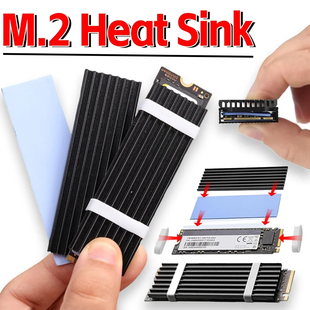 

5-1set M.2 SSD Heat Sink NVME NGFF M.2 2280 Solid State Hard Disk Aluminum Alloy Radiator with Thermal Silicone Pad Desktop PC