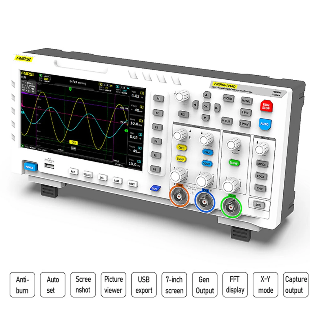 2-Channel Oscilloscope and Signal Generator,1GSA/S Sampling Rate, Intelligent Anti-Burn, 2in 1