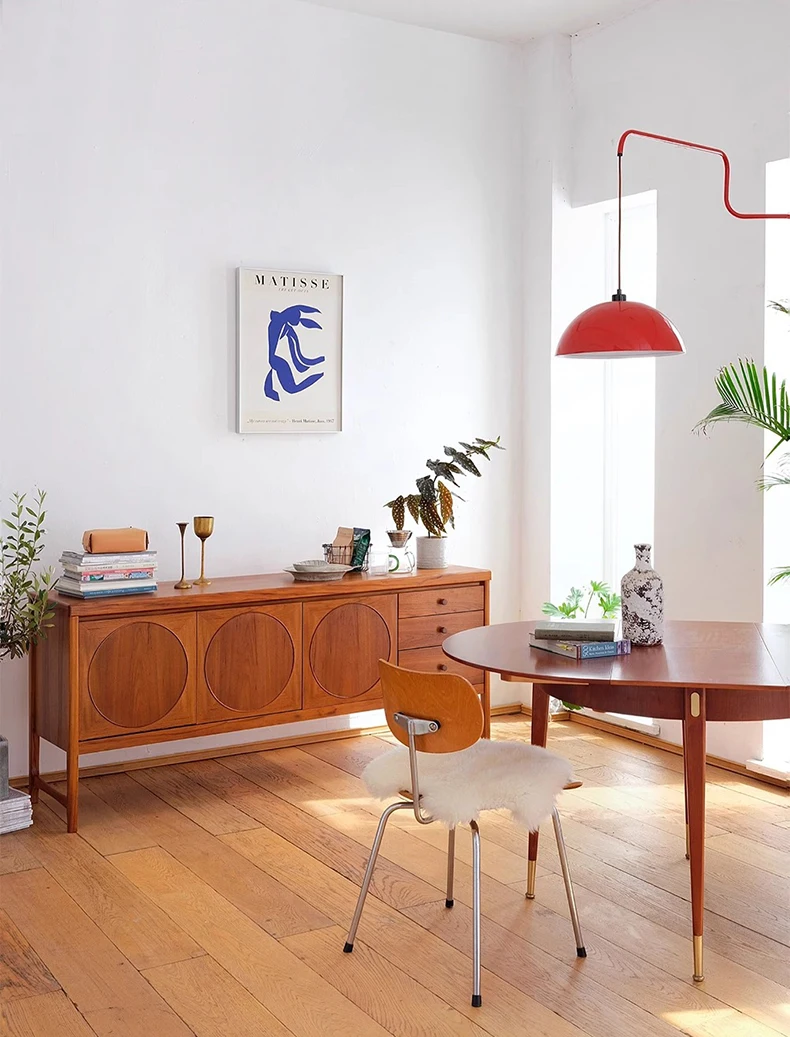 Vintage Red Metal Wall Lamp Long Arm