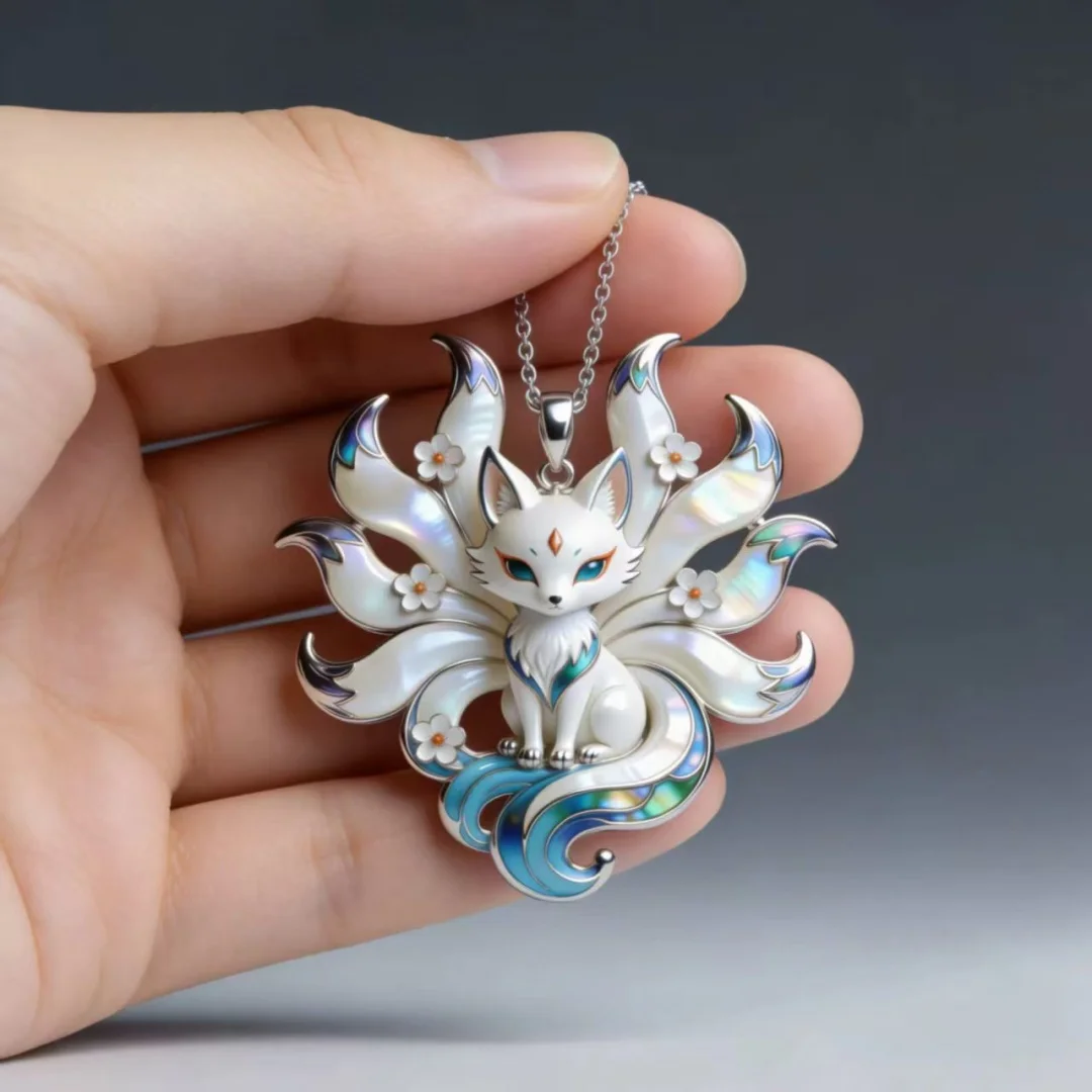 Nine-Tailed Fox Enamel Pendant: Cute & Aesthetic, Blending Modern Trends with Chinese Style. Perfect Gift for Friends & Family. image 2