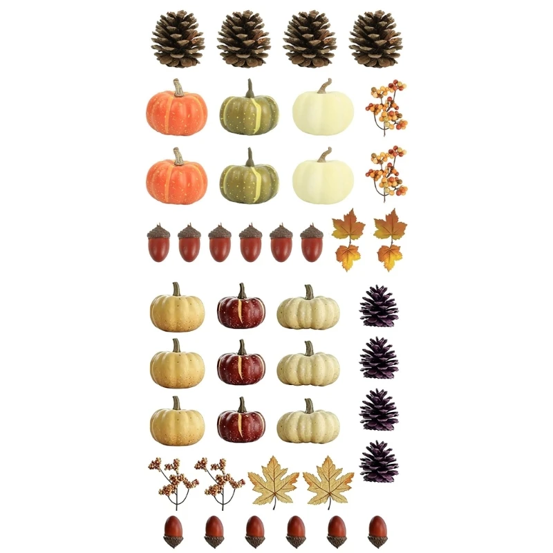 Saisonales Arrangement-Set für den Innenbereich mit künstlichen Kürbissen für die Regalpräsentation 3XUF – Detail 1