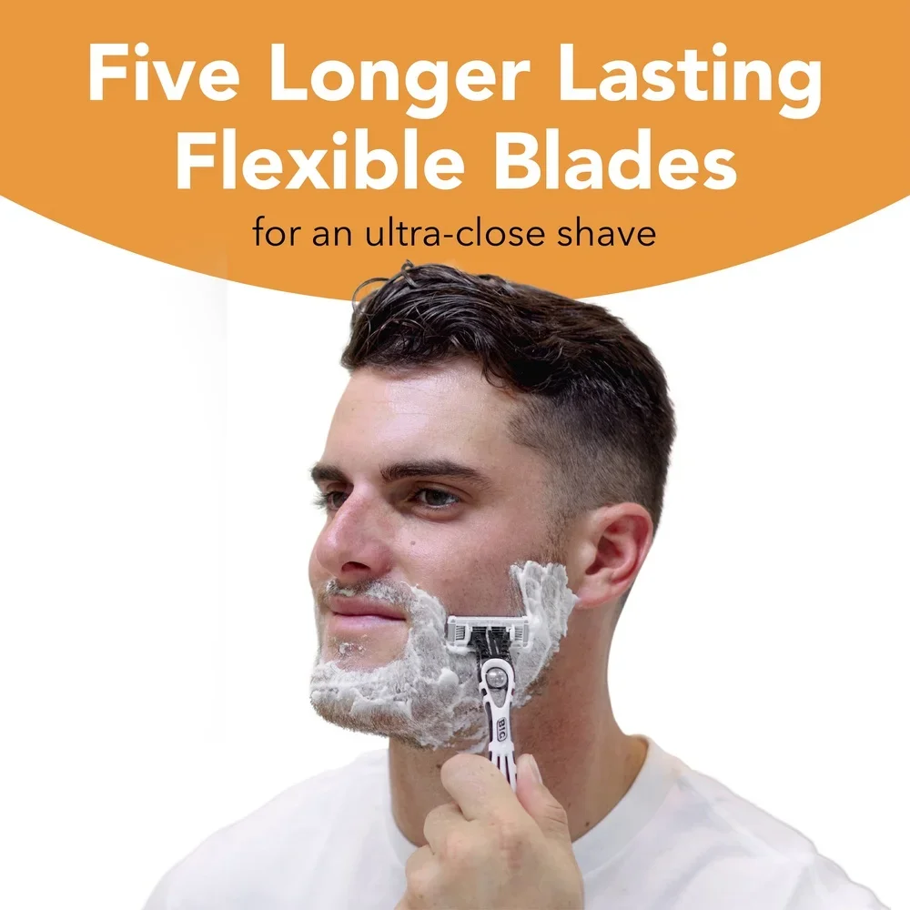Sensitive Skin Razor Refills 8 Cartridges Flexible Blades Manual Shaving Precision Edging Ergonomic Handle Anti-Inflammatory