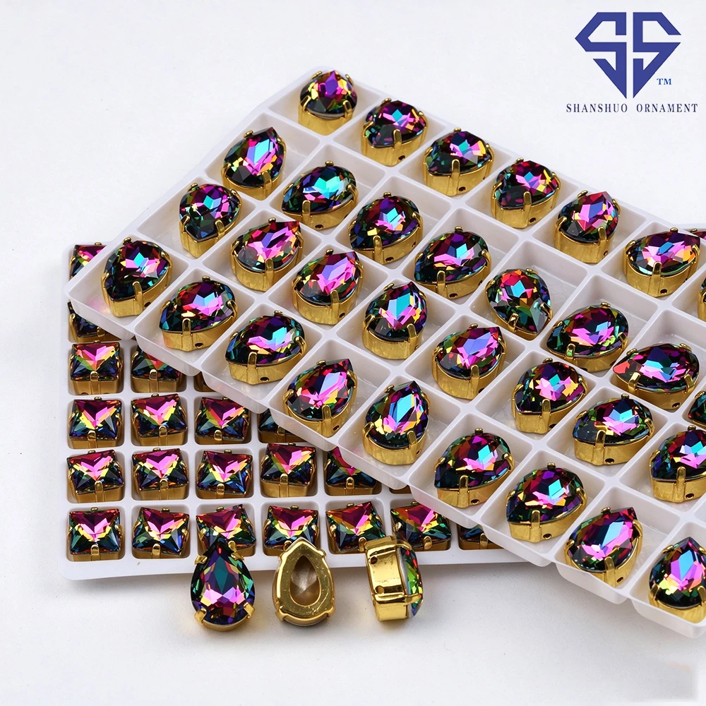 SS Volcano Colors Mixed Styles Sparkly Crystal Strass Sew-On Claw Rhinestones Charms DIY Supplies Craft For Dresses Shoes Bags