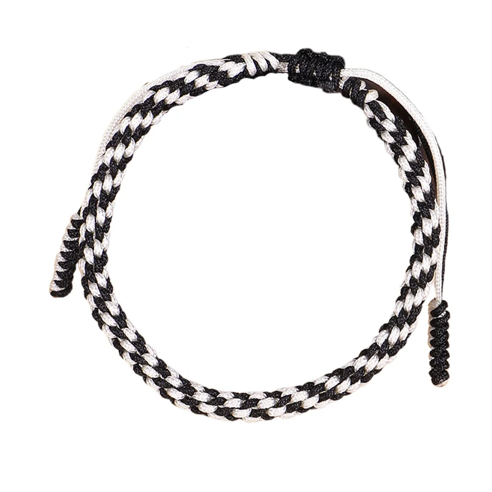 

Creative Bracelet Adjustable Braided Wrist Band For Men Women Handmade Knitted Bangle Jewelry Gift Black White