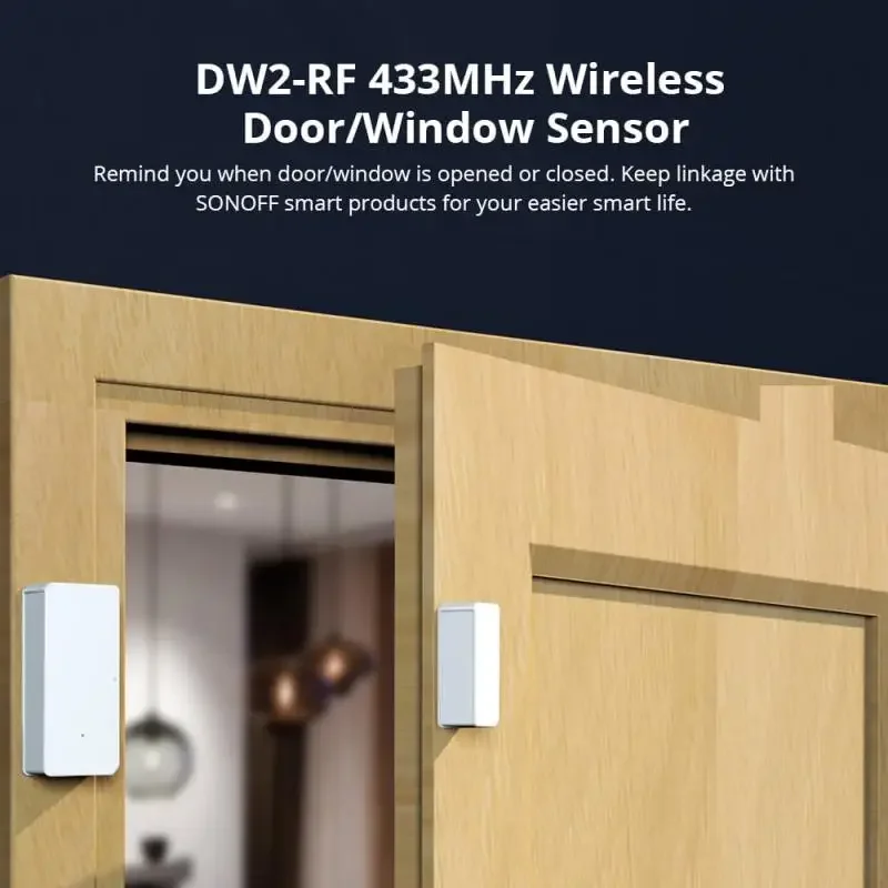 Sonoff DW2 RF Sensore per porte/finestre 433 Hub richiesto Porta aperta Stato Allarme di sicurezza Funziona con l'app Ewelink Notifica di avviso Ifttt