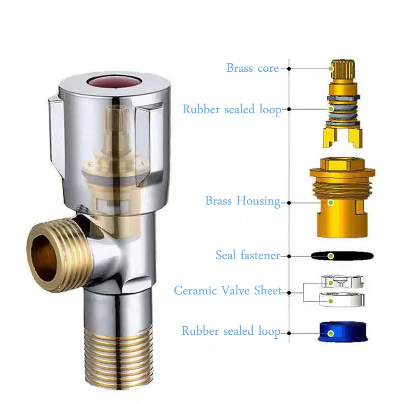 Copper Angle Stop Valve Hot and Cold Water Stop Valve Quick Open Faucet Valve for Bathroom Kitchen Toilet Sink 1/2