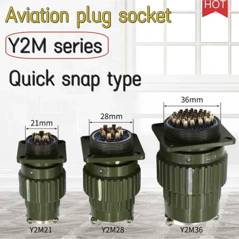 Y2M Quick Snap Aviation Plug Opening 28MM Connector YP28 Current 20A500V High-power Plug Socket 4P/8P/10P/14P/19P/24P/32P/37P