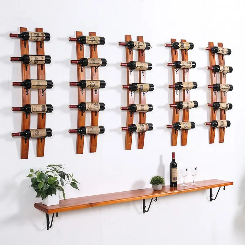Wooden Wall Cocktail Holders Red Wine Mounted  Display Bar Wine Rack Decorative Racks Storage Wine Holder Restaurant
