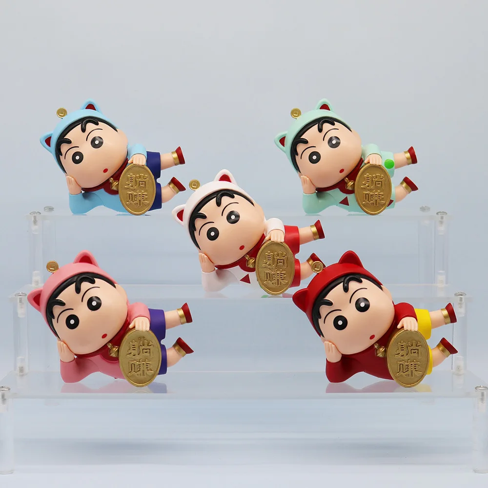 

5Pcs Nohara Shinnosuke Leisure Shinnosuke Think Lie Down Cartoon Kawaii Crayon Shin-Chan Collectible Model Toys Gift Ornaments