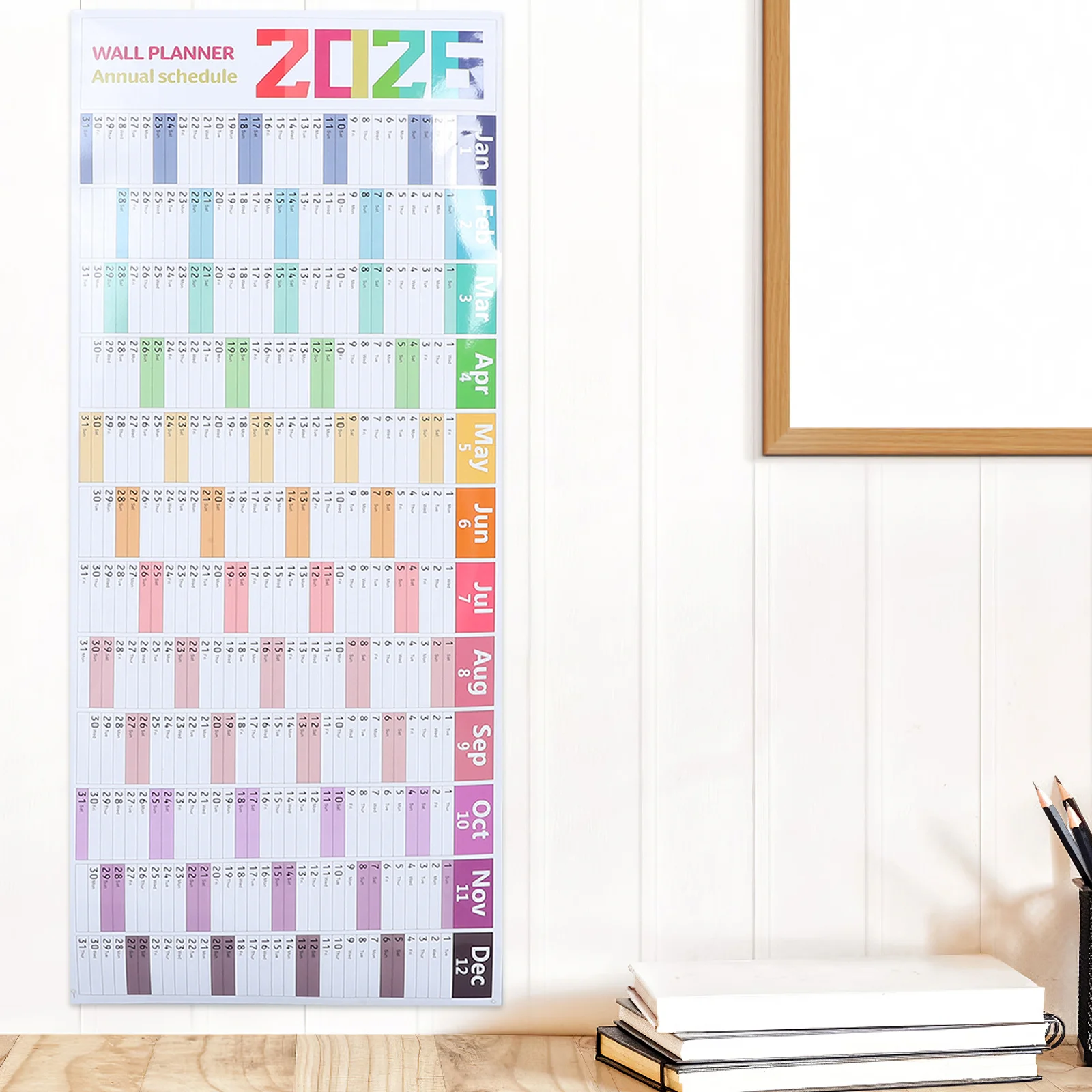

Ежегодный настенный календарь на 2026 год, большой подвесной бумажный органайзер-планировщик для дома, школы, офиса, гигантский ежегодный календарь со списком дел