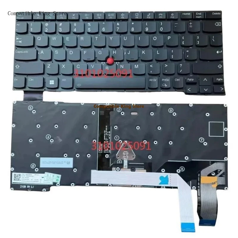 L+US Laptop Keyboard for Lenovo X13 YOGA GEN 2 Black with Backlit and Point Stick