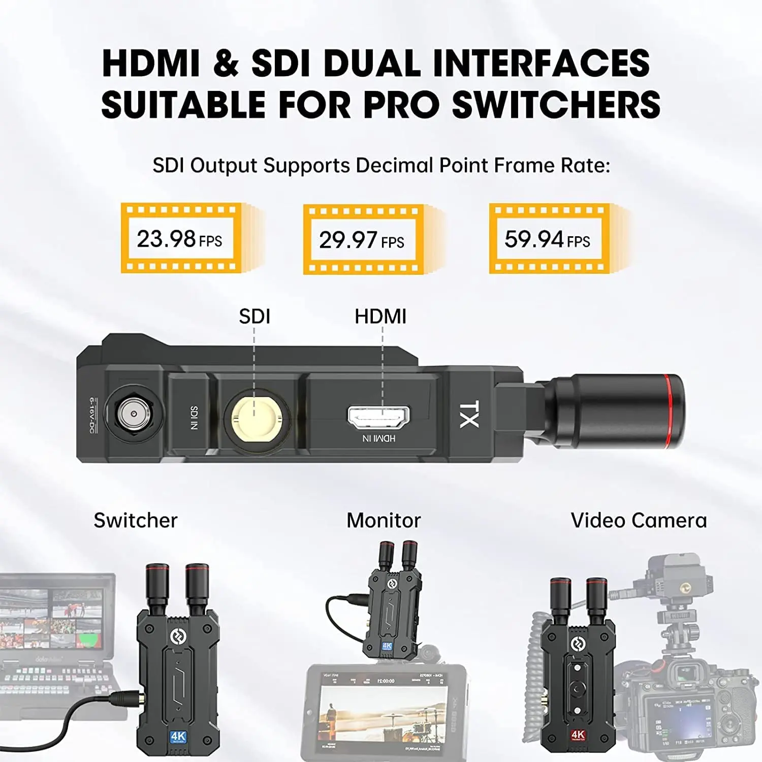 2025 Mars 4K Video Transmission System with SDI 0.06s Latency 450ft for Videographer Photographer