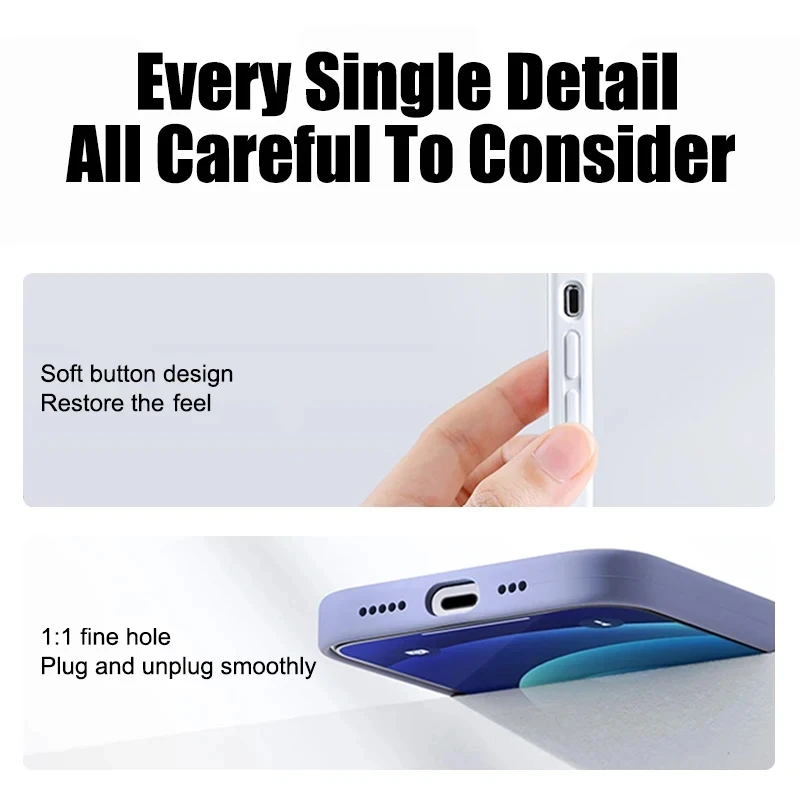 Funda original de silicona líquida para Apple iPhone 11 12 13 14 15 16 17 Pro Max 17 Air 16 15 Plus a prueba de golpes suave 4