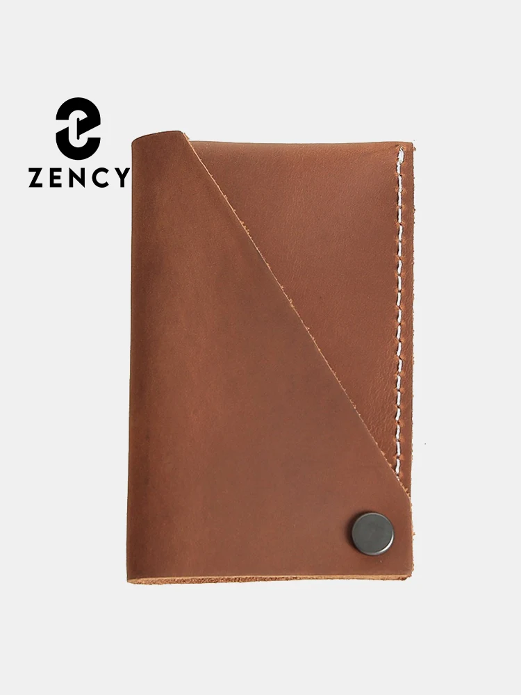 Zency Vintage Chic Genuine Leather Credit Card Holder Clip Multi-color Purse Organizer Pouch Business Card Slots Case Unisex