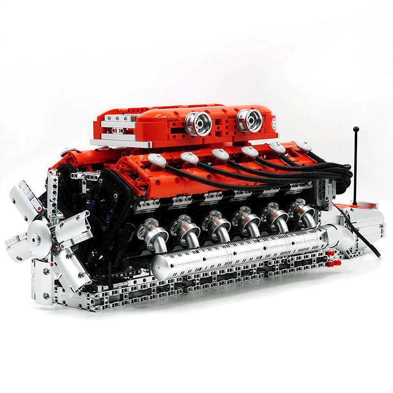 MOULD KING High-Tech Electrically V12 Engine Model 10169 Sports Car Dynamic Building Block Brick Children DIY Toy Chrismas Gifts