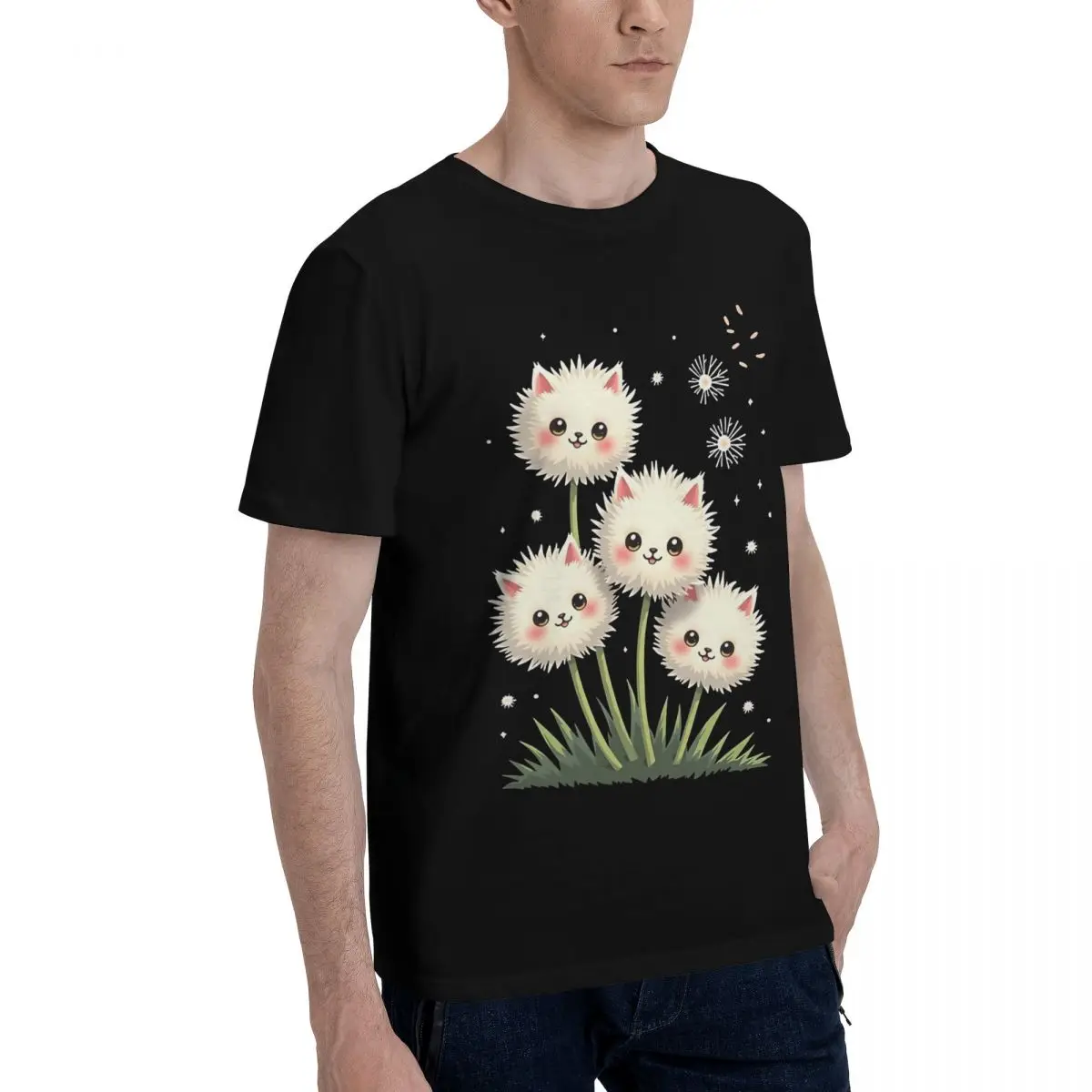 Cute Cat Flower Garden Campaign T-shirts Travel Title Cute Top quality Eur Size
