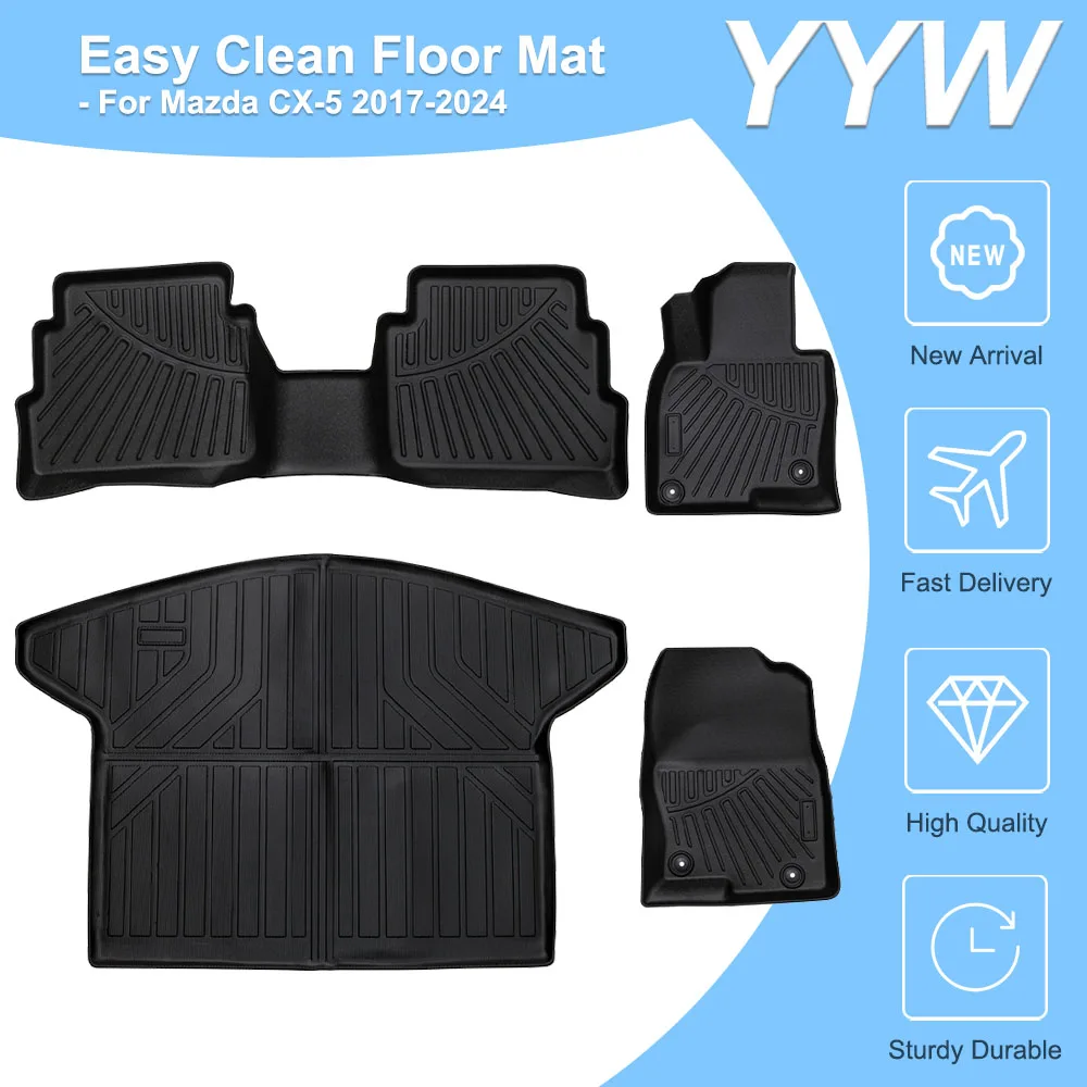 

For Mazda CX-5 2017-2020 2021 2022 2023 2024 All Weather TPE Rubber Easy Clean Foot Mat Car Cargo Trunk Liner Footboard Pad