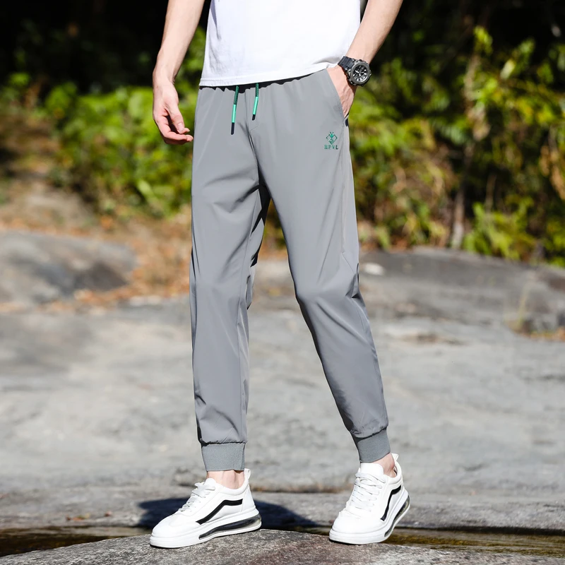 2024 New Men's Clothing Quick-Drying Track Pants Men's Summer Thin Breathable Elastic Ankle-Tied Casual Climbing Pants