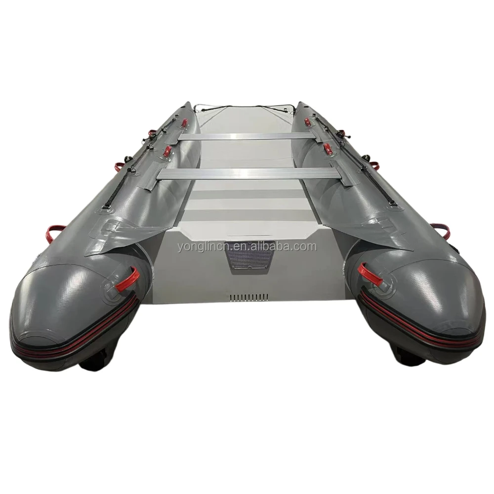 Sporty Stable High-pressure Drop Stitch Air Floor 13.1ft Inflatable Catamaran Inflatable Boat Dinghy Mini Cat Boat Blue
