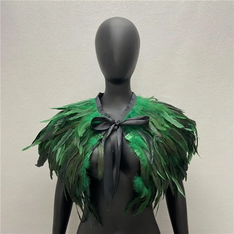 Hals Schals Frau Schal Frauen Gothic Style Schals Truthahn Kleid Cape Halloween Pelz Schal Feder Hochzeits feier Schal Cosplay – Detail 10